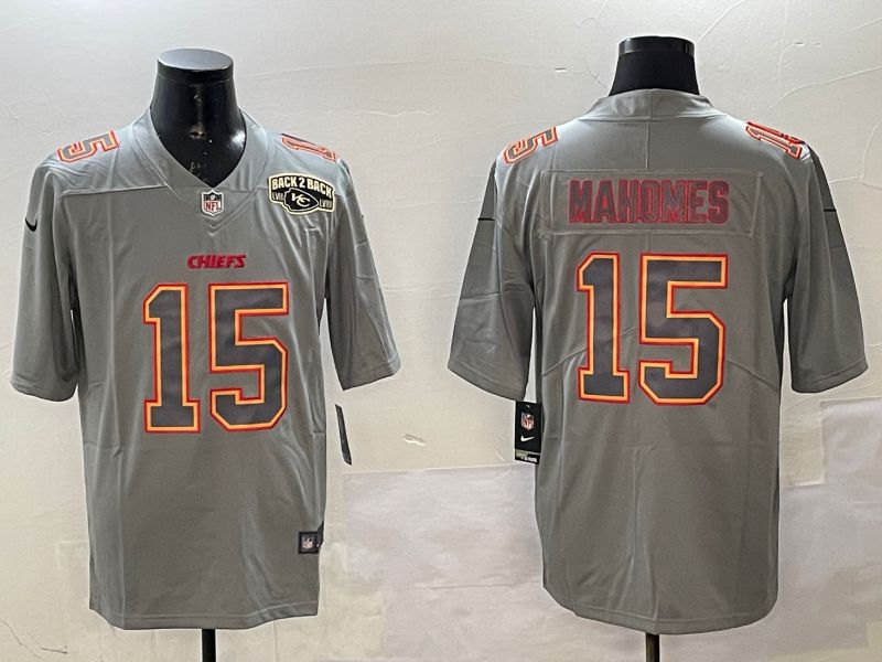Men Kansas City Chiefs 15 Mahomes Grey 2025 Nike Vapor Limited NFL Jersey style 2104